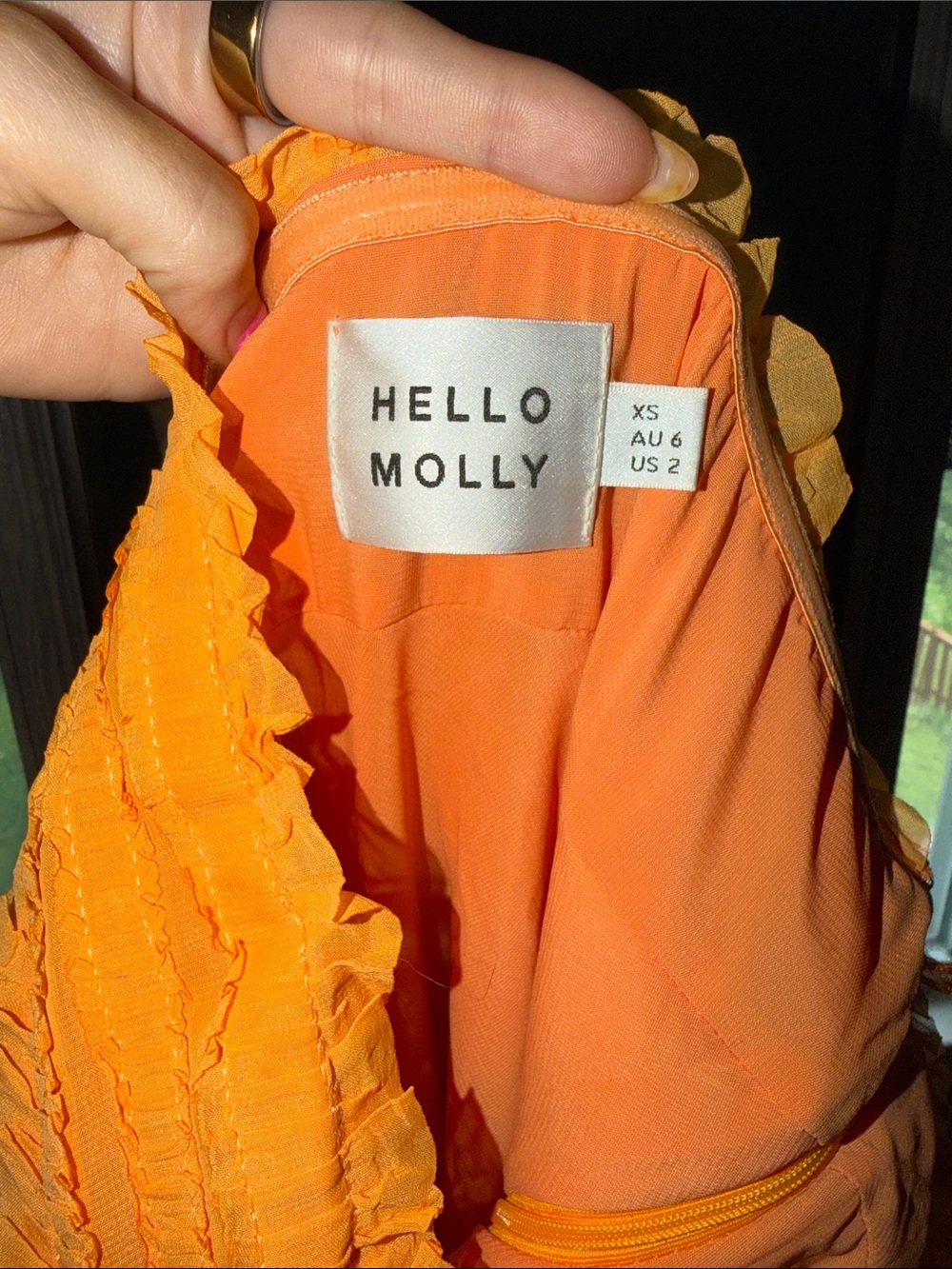 Orange Ruffled Strapless Dress - Picture 5 of 6